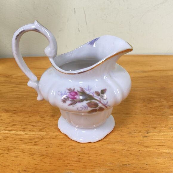 Antique Hand-Painted Rose Creamer • Romantic Shabby Chic Porcelain - Picture 3 of 12